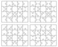 Parts of four white puzzles