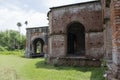 parts of historical vintage eastern palace of long gone colonial landlords at taki, west bengal