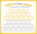 Parts of the House Colorful Bilingual Flashcards Vector Set