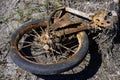 Parts of an old ruined rusted bike