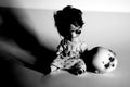 Black and White doll portrait with parts