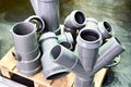 Parts of plastic pipes for pipelines and sewerage