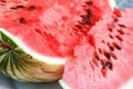 Parts of red ripe watermelon