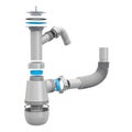 Parts of Siphon for Sink, 3D rendering