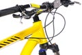 Parts of yellow bicycle on a studio white background. Close up details Royalty Free Stock Photo