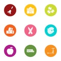 Parturition icons set, flat style