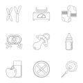 Parturition icons set, outline style Royalty Free Stock Photo