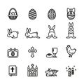 Easter icons set. Line Style stock vector.