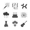 Party accessories glyph icons set Royalty Free Stock Photo