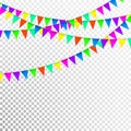 Party Background with Flags Vector, Colored festoons on the transparent background Royalty Free Stock Photo