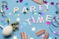 Party background image with party hats, string and sweets Royalty Free Stock Photo