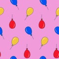 Party balloon seamless pattern, bright contrasting color red blue yellow. Pattern for design