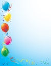 Party balloons and confetti border