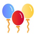 Party balloons flat icon. Balloon color icons in trendy flat style. Three balloons gradient style design, designed for