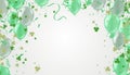 Party balloons illustration Clover leaves decorated transparent background of St Patrick`s Day. Poster or banner design Royalty Free Stock Photo