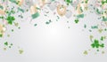 Party balloons illustration Clover leaves decorated transparent background of St Patrick`s Day. Poster or banner design Royalty Free Stock Photo