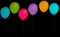 Party balloons isolated over black - assorted,mix