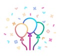 Party balloons surrounded by festive decor. Vector icon Royalty Free Stock Photo