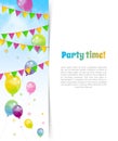 Party banner with flags and balloons