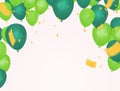 Party Banner with Multicolored Realistic Balloons, Confetti and Serpentines on Background. Vector Illustration