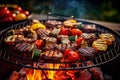 Party barbecue, delicious grilled meat on the grill Royalty Free Stock Photo