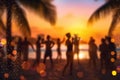 Party Beach Blurred People Having Night Beach Party. Generative AI Royalty Free Stock Photo