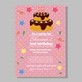 Party birthday invitation template with cake tower