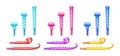 Party blowers colorful paper whistles set for blowing on surprise events, birthday