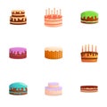 Party cake icon set, cartoon style Royalty Free Stock Photo