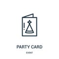 party card icon vector from event collection. Thin line party card outline icon vector illustration Royalty Free Stock Photo