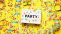 Party celebration flat lay with confetti