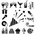 Party and Celebration icon set. Royalty Free Stock Photo