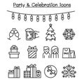 Party & Celebration icon set in thin line style Royalty Free Stock Photo