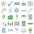 Party and Celebration line and Fill Isolated Vector Icons