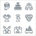 party and celebration line icons. linear set. quality vector line set such as table, party, spotlights, billiard, birthday candle Royalty Free Stock Photo