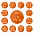 Party celebration thin line icons set. Birthday, holidays, event, carnival festive. Basic party elements icons Royalty Free Stock Photo