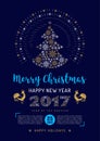 Party Christmas flyer, Poster New Year 2017, Chinese Zodiac Rooster,