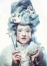 Party, christmas and people concept: Snow Queen, creative closeup portrait. Royalty Free Stock Photo