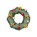 party christmas wreath cartoon vector illustration Royalty Free Stock Photo