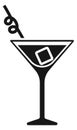 Party cocktail icon. Black drink glass symbol