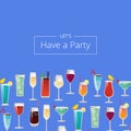 Party Cocktails Poster with Different Long Drinks