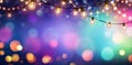 Party - Colorful Bokeh And Retro String Lights Royalty Free Stock Photo