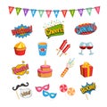 Party Comic Elements Set Royalty Free Stock Photo