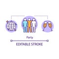 Party concept icon. Event management idea thin line illustration. Night club. Celebration organization. Event agency