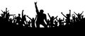 Party, concert, dance, fun. Crowd of people silhouette vector. Cheerful youth. Royalty Free Stock Photo