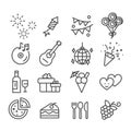 Party or congratulations concept icon set isolated. Modern minimal outline