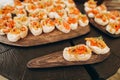 party corporate food buffet appetizers fish canapes