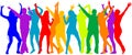 Party Crowd , people silhouettes - color Royalty Free Stock Photo