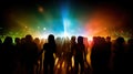 Party crowd silhouette on a disco lights background. AI Generative Royalty Free Stock Photo