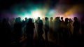 Party crowd silhouette on a disco lights background. AI Generative Royalty Free Stock Photo